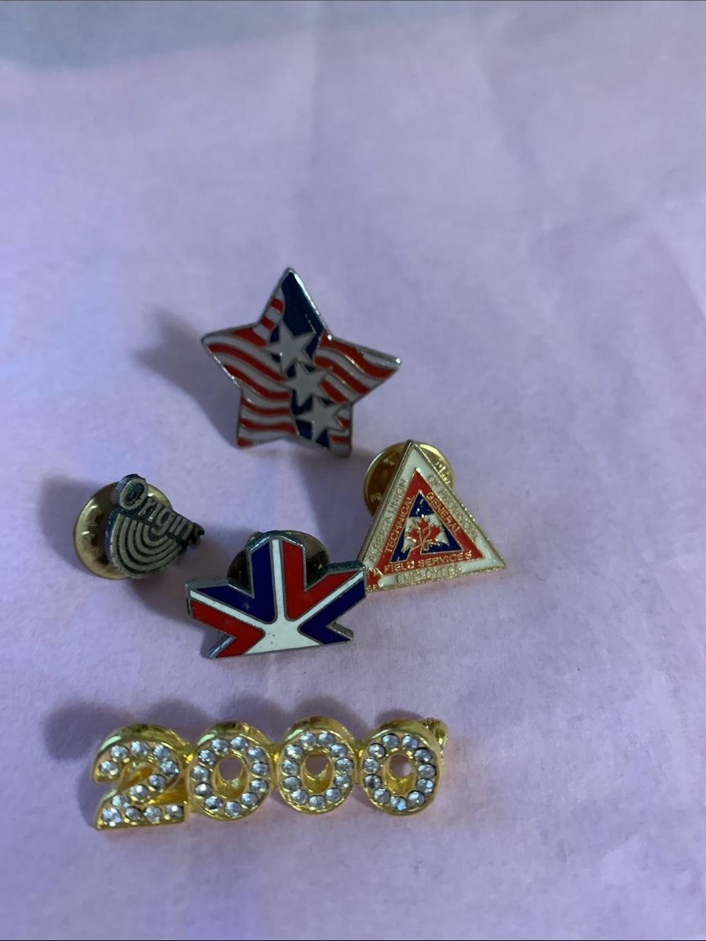 Decorative Enamel Pin Set - Gold, Red, White & Blue